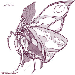 antennae_(anatomy) anthro breasts female insect_wings multi_arm multi_limb non-mammal_breasts simple_background solo standing text white_background wings n647 monsterverse mothra_(series) toho mothra arthropod insect kaiju lepidopteran moth 1:1 sketch url