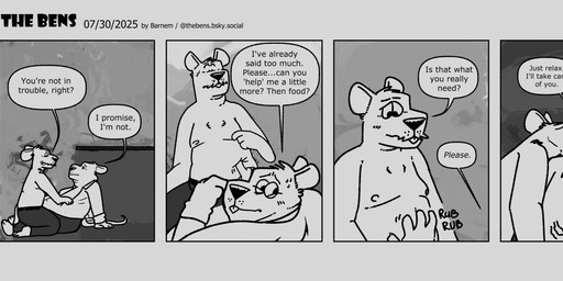 anthro belly bottomwear clothed clothing dialogue duo male male/male moobs nipples open_clothing open_shirt open_topwear overweight overweight_male pants shirt text topwear barnem mammal murid murine rat rodent 2025 comic english_text hi_res monochrome multiple_scenes