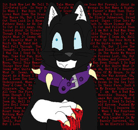 ambiguous_gender black_background black_body black_fur blood blue_eyes blue_sclera bodily_fluids claws collar feral fur grey_nose head_tuft inner_ear_fluff purple_collar red_text simple_background smile solo spiked_collar spikes teeth text toony tuft whiskers white_body white_fur white_inner_ear_fluff sebdoggo creature_feature_(band) warriors_(book_series) scourge_(warriors) domestic_cat felid feline felis mammal 2009 aliasing bust_portrait digital_drawing_(artwork) digital_media_(artwork) english_text flat_colors microsoft_paint_(artwork) portrait male_(lore)