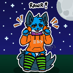 brown_pupils claws clothing crotch_tuft evil_face evil_look fin finger_claws food fruit grass head_tuft holidays hoodie legwear looking_at_viewer male moon night open_mouth open_toe_socks orange_body orange_clothing orange_gills orange_hoodie orange_nose orange_scales orange_sclera orange_topwear pattern_clothing pattern_legwear persim_berry persim_scarf plant pokemon_berry pupils rawr scales shadow solo standing star stockings striped_clothing striped_legwear stripes tail tail_fin text toeless_thigh_highs topwear tuft stormiehills halloween nintendo pokemon splatoon xevy canid canine canis generation_3_pokemon hybrid mammal pokemon_(species) swampert wolf 1:1 digital_media_(artwork) hi_res pixel_(artwork)