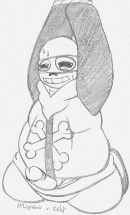 alternate_universe bdsm blush bodily_fluids bondage bone bottomwear bound clothed clothing cosplay crossbones erection fully_clothed genitals graphite male not_furry penis restraints rope rope_bondage scarf simple_background skeleton slightly_chubby smile solo superhero superhero_costume sweat teeth topwear lunarpanda8686 ts!underswap underswap undertale undertale_(series) sans_(underswap) sans_(undertale) animated_skeleton humanoid undead hi_res monochrome sketch traditional_media_(artwork)