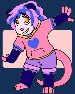 anthro barefoot blue_hair bottomwear chibi clothed clothing eyebrows feet female fully_clothed grin hair hoodie leaning leaning_forward long_hair multicolored_hair pink_body pink_clothing pink_hoodie pink_skin pink_tail pink_topwear plantigrade ponytail purple_bottomwear purple_clothing purple_hair purple_nose purple_shorts short_sleeve_hoodie shorts smile solo standing tail topwear two_tone_hair yellow_eyes sebdoggo american_opossum mammal marsupial 2017 aliasing alpha_channel digital_drawing_(artwork) digital_media_(artwork) flat_colors full-length_portrait microsoft_paint_(artwork) portrait