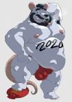 anthro asian_clothing belly bulge clothing east_asian_clothing fundoshi fur holidays japanese_clothing male moobs navel nipples overweight overweight_anthro overweight_male simple_background smoking solo text underwear white_background white_body white_fur bluewhale127 chinese_new_year chinese_zodiac new_year year_of_the_rat mammal murid murine rat rodent 2020 hi_res