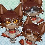 ambiguous_gender anthro collar cute_fangs eyewear glasses round_glasses smile solo wearing_glasses mendobear kingdom_hearts square_enix domestic_cat felid feline felis mammal headshot_portrait hi_res multiple_images portrait