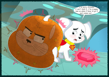 age_regression clothed clothing diaper diaper_transformation duo feces feral male pooping soiled_diaper soiling soiling_diaper tail text unclean_diaper used_diaper using_diaper wearing_diaper young tenerius krypto_the_superdog krypto streaky_the_supercat animate_inanimate canid canine canis diaper_creature domestic_cat domestic_dog felid feline felis mammal 2025 absurd_res digital_drawing_(artwork) digital_media_(artwork) english_text hi_res