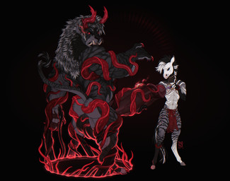anthro back_markings balls big_balls big_penis black_hair blue_eyes brown_penis butt clothed clothing duo erection facial_piercing fur genitals grey_body grey_fur hair horn huge_balls huge_penis humanoid_genitalia humanoid_penis lip_piercing male male_anthro markings mouth_closed multicolored_hair muscular muscular_anthro muscular_male narrowed_eyes navel navel_piercing nipple_piercing nipples nude penis piercing red_eyes red_horn ritual side_view size_difference snakebite_piercing standing striped_arms striped_markings striped_tail stripes tail tail_markings tentacles topless two_tone_hair vein veiny_penis white_hair riorix equid equine felid mammal species_request zebra hi_res