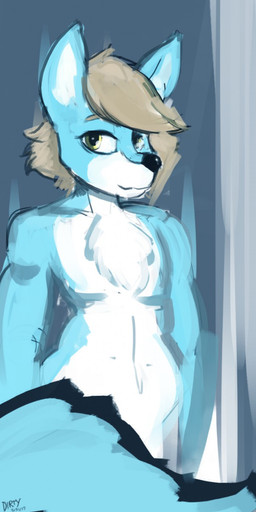 anthro belly biped black_nose blue_body blue_ears blue_fur chest_tuft fur hair looking_at_viewer male multicolored_body multicolored_ears multicolored_fur navel nude simple_background snout solo tan_hair tuft two_tone_body two_tone_ears two_tone_fur white_belly white_body white_ears white_fur year yellow_eyes dirtyscoundrel canid canine canis mammal wolf 2017 digital_media_(artwork) digital_painting_(artwork) half-length_portrait hi_res painting_(artwork) portrait signature