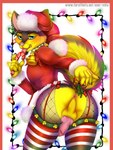 anthro anus balls butt candy candy_cane christmas_clothing christmas_decorations christmas_headwear christmas_ornament clothed clothing costume crossdressing dessert femboy food genitals hat headgear headwear holidays knot looking_at_viewer looking_back looking_back_at_viewer male penis perineum presenting presenting_hindquarters raised_tail santa_costume santa_hat solo tail thick_tail mifa christmas spritz_erosphillyra canid canine canis domestic_dog husky mammal mephitid nordic_sled_dog skunk spitz 2018 3:4 hi_res