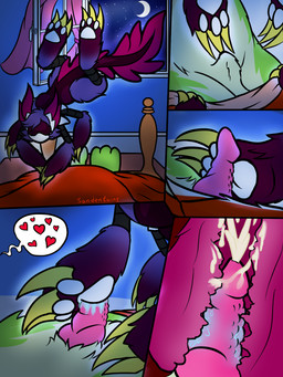 4_arms ambiguous_gender animal_genitalia anthro bed bedroom bodily_fluids claws cum curtains duo ejaculation faceless fin floating furniture genital_fluids genitals hand_vulva handjob heart_symbol internal male mask multi_arm multi_limb night pawpads penile penis sex sheath sleep_sex sleeping synthetic tail unusual_anatomy unusual_genitalia_placement unusual_penetration unusual_vulva_placement visor vulva x-ray_view sandentwins amphibian aquatic axolotl biomechanical mammal mole_salamander salamander 3:4 comic hi_res