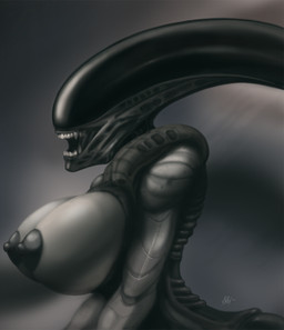 areola big_areola big_breasts black_areola black_body black_nipples blind breasts dark_areola dark_nipples disability exoskeleton eyeless fangs female grey_body grey_skin nipples not_furry open_mouth pose puffy_areola seductive sharp_teeth side_view solo teeth xpray alien_(franchise) alien humanoid xenomorph 2014 greyscale half-length_portrait hi_res monochrome pinup portrait