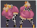 abstract_background animal_print animal_print_bikini armor big_breasts big_butt bikini bodily_fluids breast_grab breasts butt butt_grab clothing cow_costume cow_print cow_print_bikini cowbell curvy_figure female footwear gold_(metal) gold_jewelry grabbing_own_breast hand_on_breast hand_on_butt hand_on_own_butt headgear helmet high_heels huge_breasts huge_butt jewelry lactating pattern_bikini pattern_clothing pattern_swimwear pregnant pregnant_female shoes solo sweat swimwear two-piece_swimsuit voluptuous viola_bat bioware electronic_arts mass_effect alien humanoid quarian absurd_res hi_res