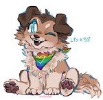 accessory alternate_rainbow_pride_colors ambiguous_feral ambiguous_gender blue_eyes brown_body brown_fur canid canine canis cheek_tuft chest_tuft chibi claws collie domestic_dog eyebrows facial_tuft fangs feral floppy_ears fluffy fluffy_tail fur hasbro head_tuft herding_dog hi_res icon kerchief lgbt_pride littlest_pet_shop lps_58 mammal moshpaws multicolored_kerchief multicolored_neckerchief multicolored_neckwear neck_tuft neckerchief neckwear one_eye_closed open_mouth open_smile pastoral_dog pawpads paws pride_color_accessory pride_color_bandanna pride_color_kerchief pride_color_neckerchief pride_color_neckwear pride_colors rainbow_pride_colors seven-stripe_rainbow_pride_colors sheepdog sitting smile solo tail tan_body tan_fur teeth toe_claws tuft wink