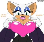 anthro big_breasts breasts cleavage clothed clothing female huge_breasts solo text habbodude shocking_(artist) sega sonic_the_hedgehog_(series) rouge_the_bat bat mammal 2015 english_text flat_colors