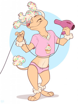 4_fingers 4_toes anthro clothed clothing dryer eyebrows eyelashes eyes_closed feet female fingers fur hair hair_dryer holding_hair_dryer holding_object multicolored_hair navel orange_body panties pantsless paws pink_clothing pink_nose pink_panties pink_shirt pink_topwear pink_underwear raised_eyebrows shirt short_sleeves smile snout solo standing tail tail_tuft tan_body tan_fur toes toony topwear tuft underwear mimi-fox canid canine canis domestic_dog mammal poodle 2022 colored digital_drawing_(artwork) digital_media_(artwork) flat_colors hi_res