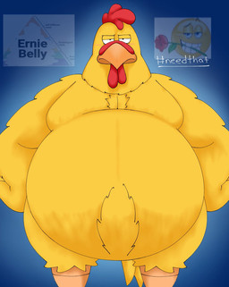 anthro bedroom_eyes belly_focus blue_background blush emoji feathers flower flower_in_mouth front_view half-closed_eyes heirarchy_of_needs looking_at_viewer male narrowed_eyes obese obese_male overweight overweight_male plant rose_(flower) rose_in_mouth seductive simple_background solo standing yellow_body yellow_feathers pt80s0up family_guy ernie_the_giant_chicken hi_res