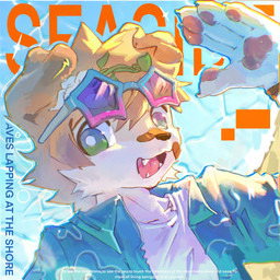 anthro bandage bandage_on_face bandage_on_nose blue_clothing blue_jacket blue_topwear clothing eyewear eyewear_on_head green_eyes jacket looking_at_viewer male open_mouth shirt solo sunglasses sunglasses_on_head topwear wearing_sunglasses white_clothing white_shirt white_topwear asenjian canid canine canis domestic_dog mammal 1:1 2025 cover hi_res magazine_cover warm_colors