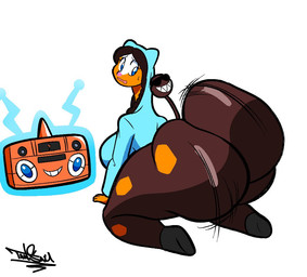 anthro big_breasts big_butt blue_eyes boombox bouncing_butt breasts brown_body brown_fur brown_hair bubble_butt butt butt_focus butt_jiggle duo eyelashes eyewear female fur hair huge_breasts huge_butt jiggling logo long_hair long_tail looking_back male male/female pokemorph sunglasses tail text twerking wet wet_body wiggling_ass yellow_body yellow_fur tansau nintendo pokemon penelope_and_katelyn_(nahff) generation_2_pokemon girafarig giraffid mammal pokemon_(species) 2025 artist_logo artist_name digital_drawing_(artwork) digital_media_(artwork) signature