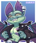 abs ambiguous_gender anthro clothing ear_piercing ear_ring grin jacket piercing ring_piercing sharp_teeth smile solo teeth topwear wings alisu activision crash_bandicoot_(series) catbat bat domestic_cat felid feline felis hybrid mammal hi_res nonbinary_(lore)