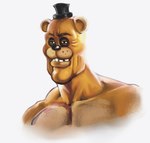 anthro big_muscles clothing hat hat_only headgear headgear_only headwear headwear_only machine male mostly_nude muscular muscular_male pecs solo telepurte chad_(meme) five_nights_at_freddy's scottgames freddy_(fnaf) animatronic bear mammal robot bust_portrait meme portrait