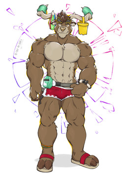 abs anthro antlers barazoku bottomwear brown_body brown_fur clothing footwear fur horn male male_anthro muscular muscular_anthro muscular_male pecs sandals shoes simple_background solo summer swimming_trunks swimwear white_background oinu_kori epic_games fortnite dolph_(fortnite) deer mammal new_world_deer reindeer digital_media_(artwork) hi_res