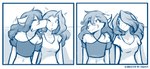 affectionate anthro arm_tuft blue_line_art blush blush_lines bodily_fluids breasts clothed clothing collarbone comic_panel duo emanata embarrassed eyebrow_through_hair eyebrows eyelashes eyeliner eyes_closed face_lick female female/female female_anthro female_human female_on_anthro female_on_human fur hair hair_between_eyes hair_on_shoulder hair_over_eye happy head_turn human_on_anthro interspecies iris kissing licking long_hair looking_at_another looking_at_partner looking_away love makeup midriff motion_outline navel one_eye_obstructed pupils romantic romantic_couple shoulder_tuft side_by_side simple_background sitting_on_another slim_anthro slim_female slim_human smile surprise surprise_kiss text tongue tongue_out topwear translucent translucent_hair tuft wavy_smile conditional_dnp tom_fischbach twokinds roselyn_(twokinds) saria_legacy canid canine canis human keidran mammal wolf 2024 adobe_photoshop_(artwork) blue_and_white colored_line_art comic digital_media_(artwork) english_text hi_res monochrome shaded sketch