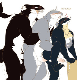 anal anal_penetration anthro balls blush ejaculation erection fur genitals group group_sex jewelry male male/male motion_lines muscular muscular_anthro muscular_male necklace nude penetration penile penile_penetration penis_in_ass sex simple_background size_difference tail threesome tongue tongue_out train_position lovebuffpg45 aquatic avian bird cetacean dolphin mammal oceanic_dolphin orca penguin pinniped seal toothed_whale flat_colors hi_res