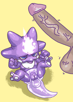 balls clean_diaper clothed clothing diaper duo erection female feral genitals interspecies loli male male/female neonate open_diaper penis purple_body simple_background tail tongue tongue_out vulva young young_female sneakydickey nintendo pokemon generation_8_pokemon human mammal pokemon_(species) toxel digital_media_(artwork) hi_res