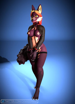 anthro big_butt bottomless breasts butt claws clothed clothing collar female fishnet_clothing fishnet_legwear genitals jacket leash leashed_collar legwear navel nipples paws plantigrade skimpy small_waist solo standing stockings topwear vulva wide_hips cavasomnia canid canine canis mammal wolf 3d_(artwork) 3d_animation animated digital_media_(artwork) hi_res no_sound short_playtime turntable_(animation) video