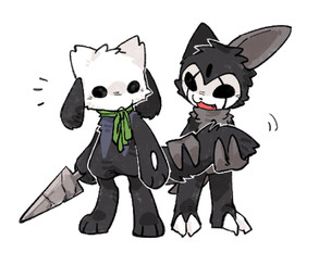 ambiguous_gender anthro biped black_body black_eyes black_fur claws duo empty_eyes fur holding_melee_weapon holding_object holding_weapon melee_weapon motion_lines mouth_closed nail_(weapon) neck_tuft open_mouth paws sharp_teeth simple_background standing teeth tuft weapon white_background white_body white_fur aaasakawa hollow_knight_(franchise) nintendo pokemon team_cherry grimmchild_(hollow_knight) the_knight_(hollow_knight) generation_2_pokemon generation_4_pokemon mammal pokemon_(species) riolu sneasel 2026 crossover