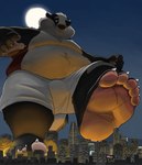 anthro barefoot belly bulge city feet foot_fetish macro male overweight paws solo stomping dj-rodney badger mammal mustelid musteline hi_res