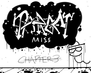 directional_arrow graffiti paint_drip sidewalk smiley_face text wall_(structure) white_text zero_pictured onihidden target_miss 5:4 comic digital_media_(artwork) english_text monochrome