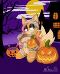 anthro areola breasts candy clothing costume dessert eating female fingers food fruit fur genitals hair halloween_costume holding_object holding_pumpkin holidays jack-o'-lantern kneeling looking_at_viewer mostly_nude mummy_costume mummy_wrappings navel nipples plant pumpkin pussy simple_background smile solo tail neo_x6 halloween sega sonic_the_hedgehog_(series) fan_character canid canine fox mammal digital_media_(artwork) hi_res