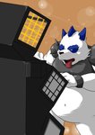 anthro belly blue_body blue_fur fur humanoid_hands kemono male overweight overweight_anthro overweight_male rhythm_game solo tongue tongue_out white_body white_fur hasukichi bemani jubeat konami pop'n_music pandeth_(pop'n_music) bear giant_panda mammal 2010 absurd_res hi_res