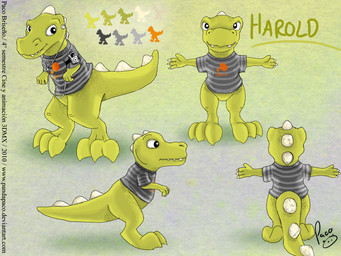 clothed clothing electronics feral front_view glistening glistening_eyes green_body male male_feral mouth_closed neck_spikes pattern_clothing pattern_shirt pattern_t-shirt pattern_topwear portable_music_player rear_view semi-anthro shirt side_view simple_background solo spiked_tail spikes spikes_(anatomy) striped_clothing striped_shirt striped_t-shirt striped_topwear stripes t-shirt tail teeth toony topwear pandapaco dinosaur prehistoric_species reptile scalie 4:3 model_sheet
