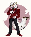 anthro clothed clothing eyewear fur hair looking_at_viewer male markings monocle open_mouth simple_background smile solo teeth yaddoriart goldomond canid canine canis mammal wolf absurd_res digital_media_(artwork) hi_res