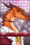 camera_flash clothing crown dress ear_piercing female feral gem headgear horn jewelry necklace orange_body piercing smile solo teeth vip apollyondragon mythology wings_of_fire scarlet_(wof) dragon mythological_creature mythological_scalie scalie skywing_(wof) 2022 2:3 digital_drawing_(artwork) digital_media_(artwork) hi_res signature