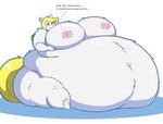 4_toes 5_fingers anthro areola arm_tuft belly belly_tuft big_belly big_breasts big_butt big_tail black_eyes blonde_hair blue_outline blush breasts butt butt_tuft chest_tuft dialogue erect_nipples eyeshadow feet female fingers fur hair huge_belly huge_breasts huge_butt hyper hyper_belly leg_tuft lidded_eyes makeup morbidly_obese morbidly_obese_anthro morbidly_obese_female navel nipples nude obese obese_anthro obese_female outline overweight overweight_anthro overweight_female pink_nose shoulder_tuft simple_background sitting solo tail text three-quarter_view toes tuft weight_gain white_background white_body white_fur yellow_tail mizz-britt animaniacs warner_brothers minerva_mink mammal mink mustelid musteline true_musteline 2023 absurd_res digital_drawing_(artwork) digital_media_(artwork) english_text hi_res