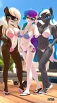 anthro bikini blonde_hair blue_eyes blue_hair blue_tail braided_hair braided_ponytail breasts brown_body cleavage clothed clothing cutie_mark ear_tuft eyewear feet female flip_flops footwear glasses gradient_hair gradient_tail grey_body group hair heterochromia humanoid_feet multicolored_hair plantigrade ponytail purple_eyes purple_hair purple_tail sandals shoes swimwear tail trio tuft turquoise_hair two-piece_swimsuit two_tone_hair two_tone_tail white_body anthroponiessfm hasbro my_little_pony aurora_starling diamond_azure fan_character starry_snow_(oc) bat_pony deer deer_pony earth_pony equid equine horse hybrid mammal pony 3d_(artwork) 9:16 digital_media_(artwork) hi_res