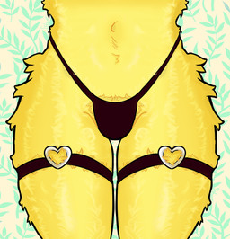 anthro belly black_clothing clothing female fluffy fur garter_belt garter_straps glistening glistening_body navel panties pattern_background pubes silver_(metal) simple_background solo thick_thighs tuft underwear yellow_body sstarr animal_crossing nintendo isabelle_(animal_crossing) canid canine canis domestic_dog mammal shih_tzu toy_dog