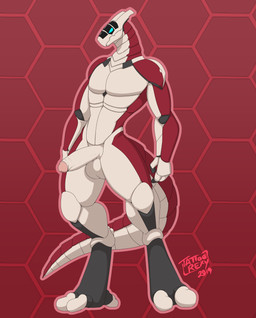 3_fingers 3_toes anthro balls big_penis biped blue_eyes digitigrade feet fingers foreskin genitals glans half-erect humanoid_genitalia humanoid_penis machine male pecs penis pose pupils simple_background slit_pupils solo standing synthetic tail toes tattoorexy mythology android dragon mythological_creature mythological_scalie robot scalie synth_(vader-san) 2019 digital_media_(artwork) hi_res signature