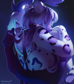 anthro biped claws clothed clothed_anthro clothed_female clothing duo eyes_closed female fingers fur hair horn hug simple_background spots hackainax felid jaguar mammal pantherine 2026 digital_drawing_(artwork) digital_media_(artwork) hi_res
