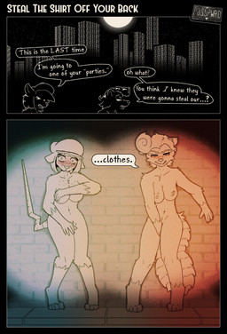 4_toes 5_fingers annoyed anthro areola barefoot biped black_text blush breasts brick_wall building caught_in_the_act city clothing collarbone covering covering_breasts covering_crotch covering_self dialogue digitigrade duo embarrassed eyebrows eyelashes feet female female_anthro fingers fluffy fluffy_tail freckled_chest freckled_face freckles full_moon fur hair hairless_tail hat hat_only headgear headgear_only headwear headwear_only humanoid_hands logo markings medium_breasts moon mostly_nude mostly_nude_anthro mostly_nude_female narrowed_eyes night nipples nude nude_anthro nude_female outside paws police_lights public public_nudity raised_tail short_hair sidewalk sky skyscraper snout speech_bubble standing star starry_sky striped_markings striped_tail stripes tail tail_markings talking_to_another text toes wall_(structure) white_text wide_eyed posspowered belle_vedder_(posspowered) cora_vayre_(posspowered) american_opossum mammal marsupial procyonid raccoon virginia_opossum 2025 absurd_res artist_logo comic english_text hi_res