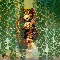 anthro biped black_body black_fur fur green_eyes looking_at_viewer male male_anthro markings muscular muscular_anthro muscular_male partially_submerged pecs solo spots spotted_body spotted_fur white_body white_fur yellow_body yellow_fur darkivory47 felid leopard mammal pantherine 1:1 2024 digital_media_(artwork) hi_res
