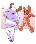 anthro blush breasts duo featureless_breasts featureless_crotch female floppy_ears heart_symbol hooves horn looking_at_viewer lop_ears male shocked tail bunny_maloney_meko bunny_maloney bunny_maloney_(character) charlotte_(bm) bovid bovine cattle lagomorph leporid mammal rabbit 2024 hi_res official_art