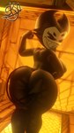 anthro big_breasts big_butt big_teeth black_body breasts butt crossgender curvy_figure female flexing looking_at_viewer looking_back mtf_crossgender sharp_teeth simple_background smile solo teeth thick_thighs voluptuous yellow_background skxx_elliot bendy_and_the_ink_machine dreams_come_true bendy_the_dancing_demon darling_(dreams_come_true) demon 2022 3d_(artwork) 9:16 digital_media_(artwork) hi_res