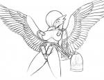 anthro blush bodily_fluids breast_milking breasts feathered_wings feathers genitals herm intersex lactating multi_genitalia multi_penis nude penile penis penis_milking pussy simple_background solo spread_wings white_background wings uselessboy nintendo pokemon azula_voiree angel angel_humanoid gardevoir generation_3_pokemon humanoid pokemon_(species) winged_humanoid greyscale monochrome