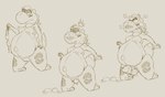 ambiguous_gender anthro birth bodily_fluids bra clenched_teeth clothing drooling fti_transformation gender_transformation genital_growth growth panties penis_growth saliva solo sweat teeth transformation transformation_sequence underwear likasomboody mario_bros nintendo yoshi greyscale hi_res monochrome