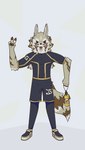 anthro brown_body brown_fur clothing footwear fur gesture hand_gesture happy male shoes solo v_sign dece_lpie lifewonders tokyo_afterschool_summoners seth_(tas) canid canine canis mammal absurd_res hi_res