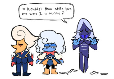 dialogue early_modern_english eyes_closed female feral goo-connected_lips group male not_furry_focus simple_background speech_bubble text trio white_background ddewlie deltarune undertale_(series) would_you_still_love_me_if_i_was_a_worm_(meme) elnina_(deltarune) lanino_(deltarune) rouxls_kaard bovid caprine darkner elemental_creature elemental_humanoid humanoid mammal sheep worm english_text hi_res