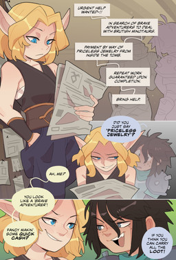 duo female not_furry speech_bubble text knuxy syllia_(huffslove) zoey_(knuxy) elf human humanoid mammal absurd_res comic english_text hi_res